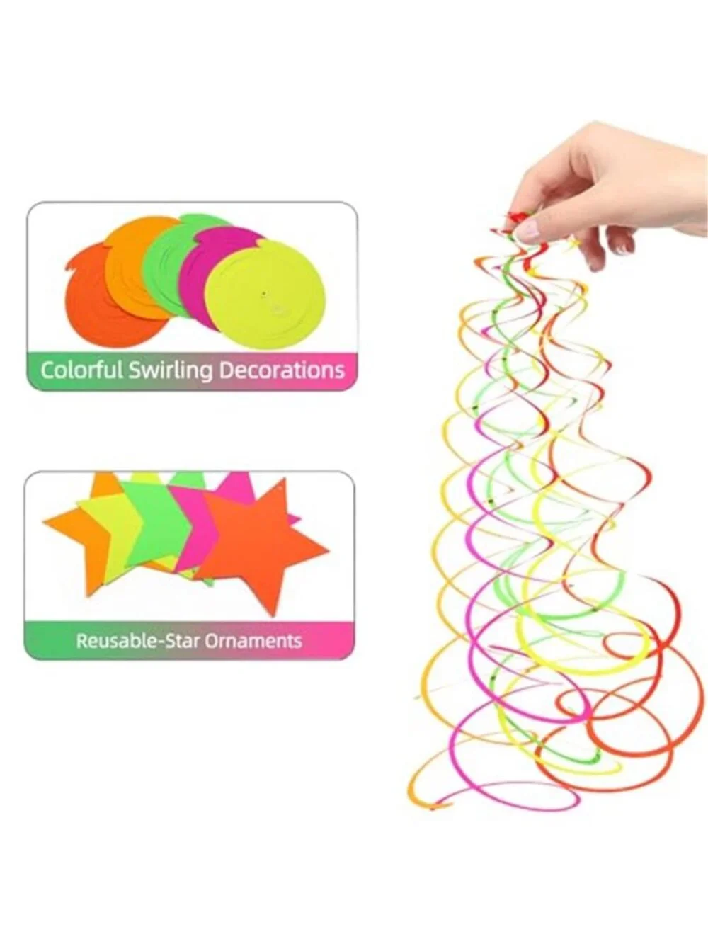 Neon Party Decorations UV Glow Hanging Swirls Streamers Blacklight Party